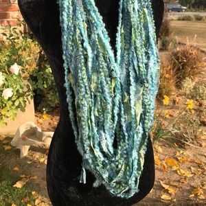 Multi textured handmade infinity scarf knotted